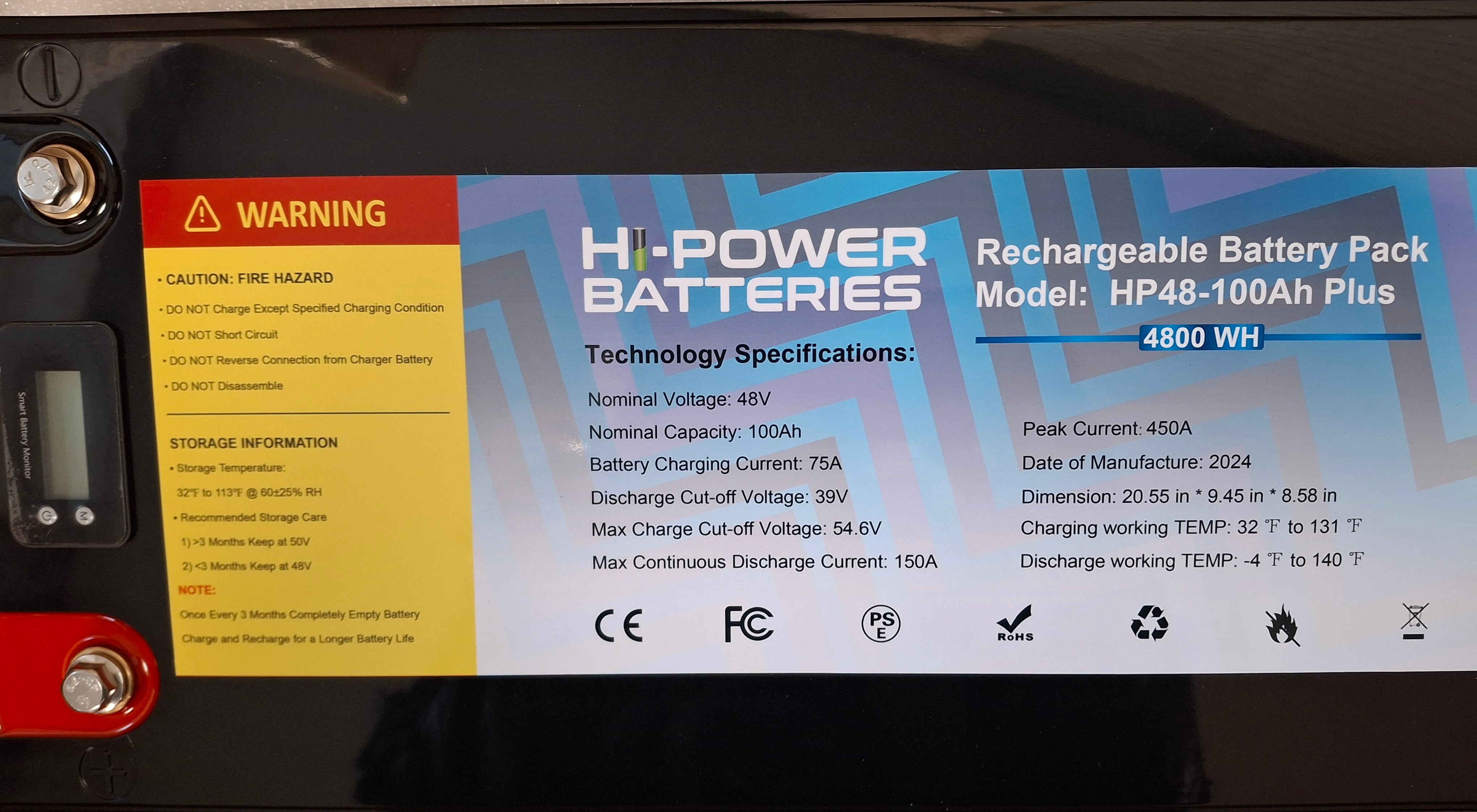 48v 100ah Lithium Battery with charger