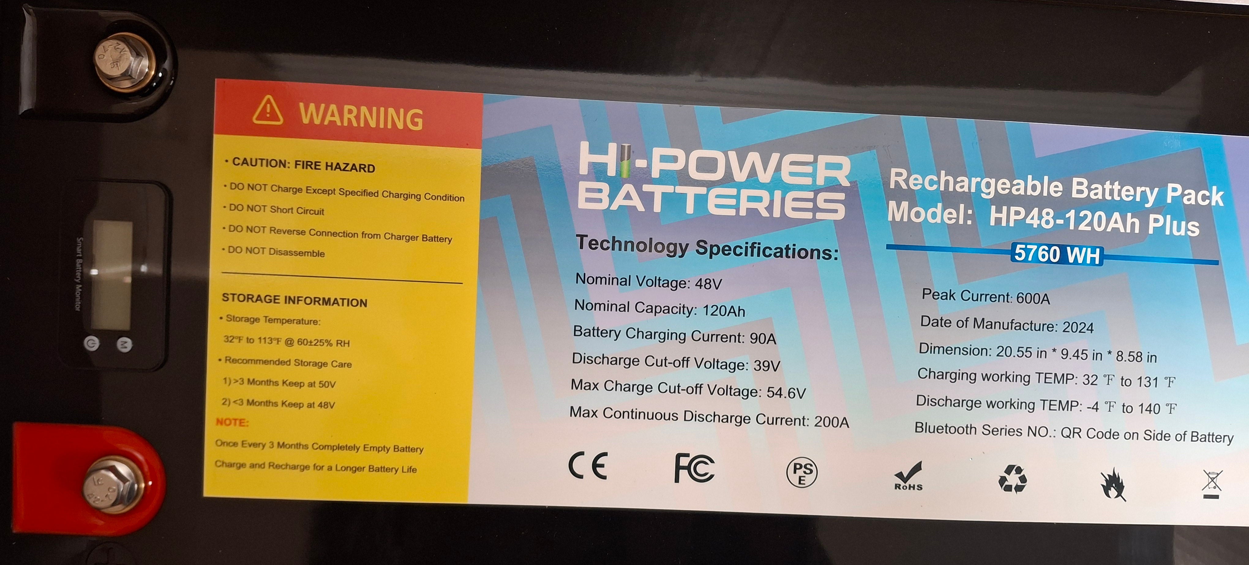 48V 120Ah Lithium Battery with smart charger