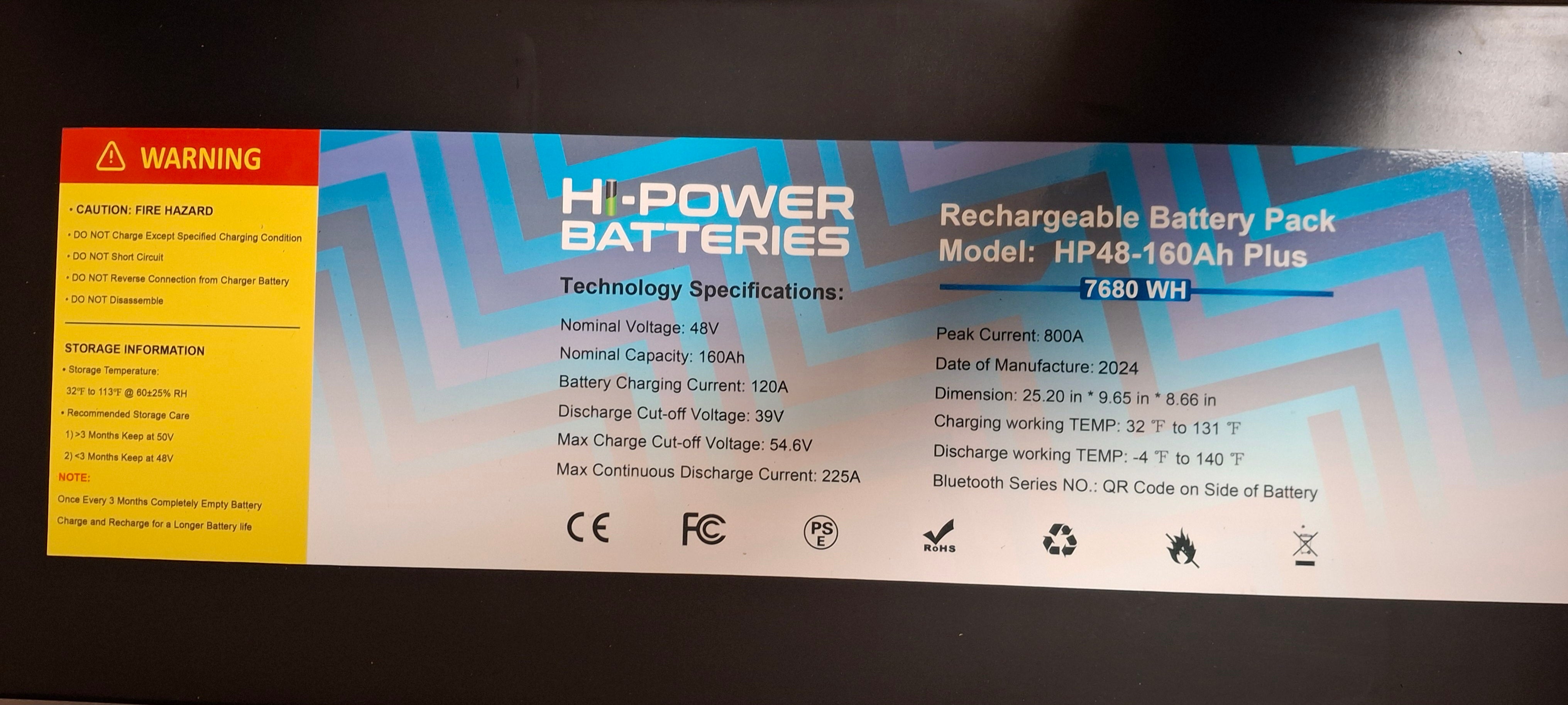 48V 160Ah Lithium Battery with smart charger