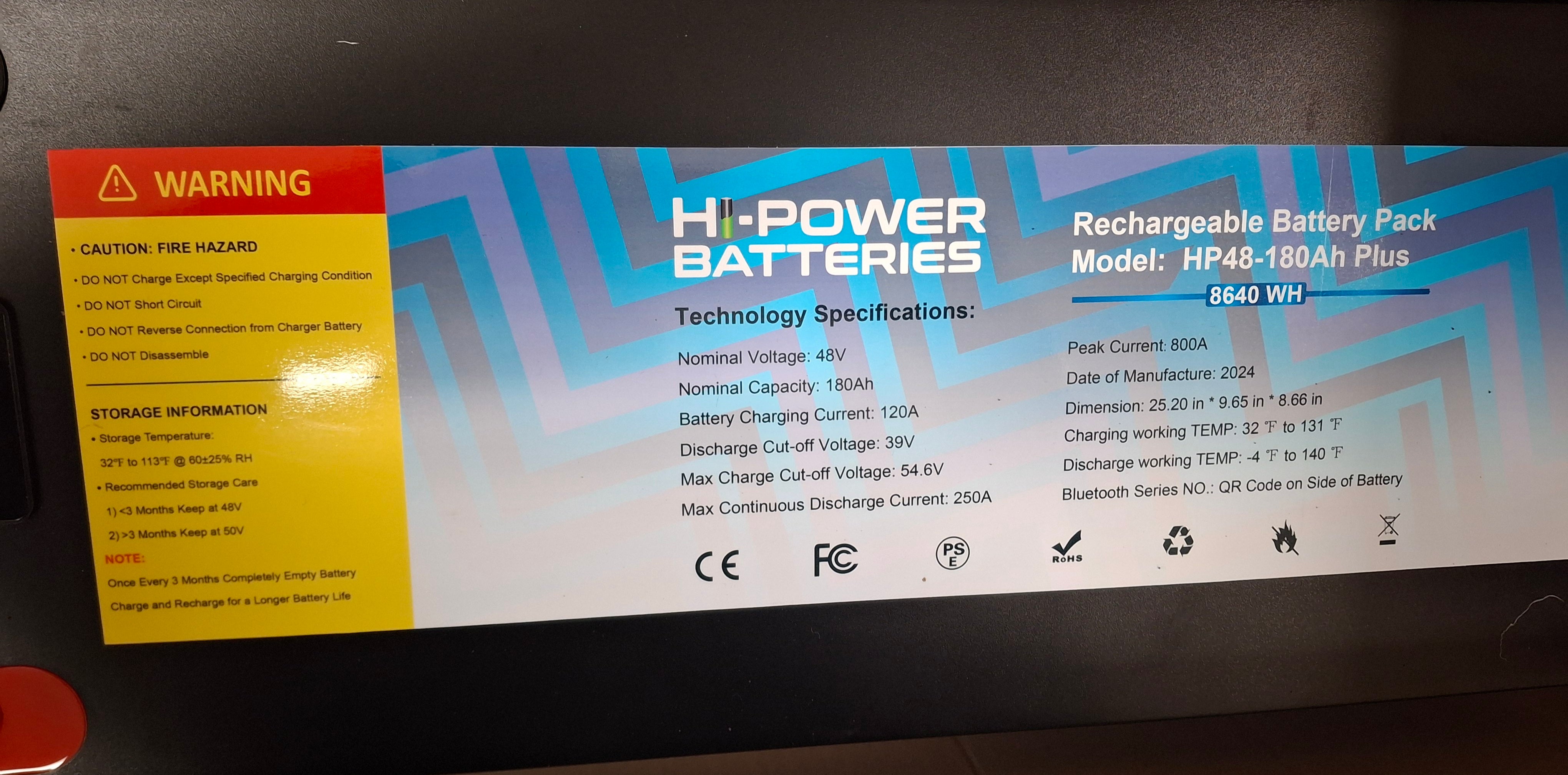 48V 200Ah Lithium Battery with smart charger