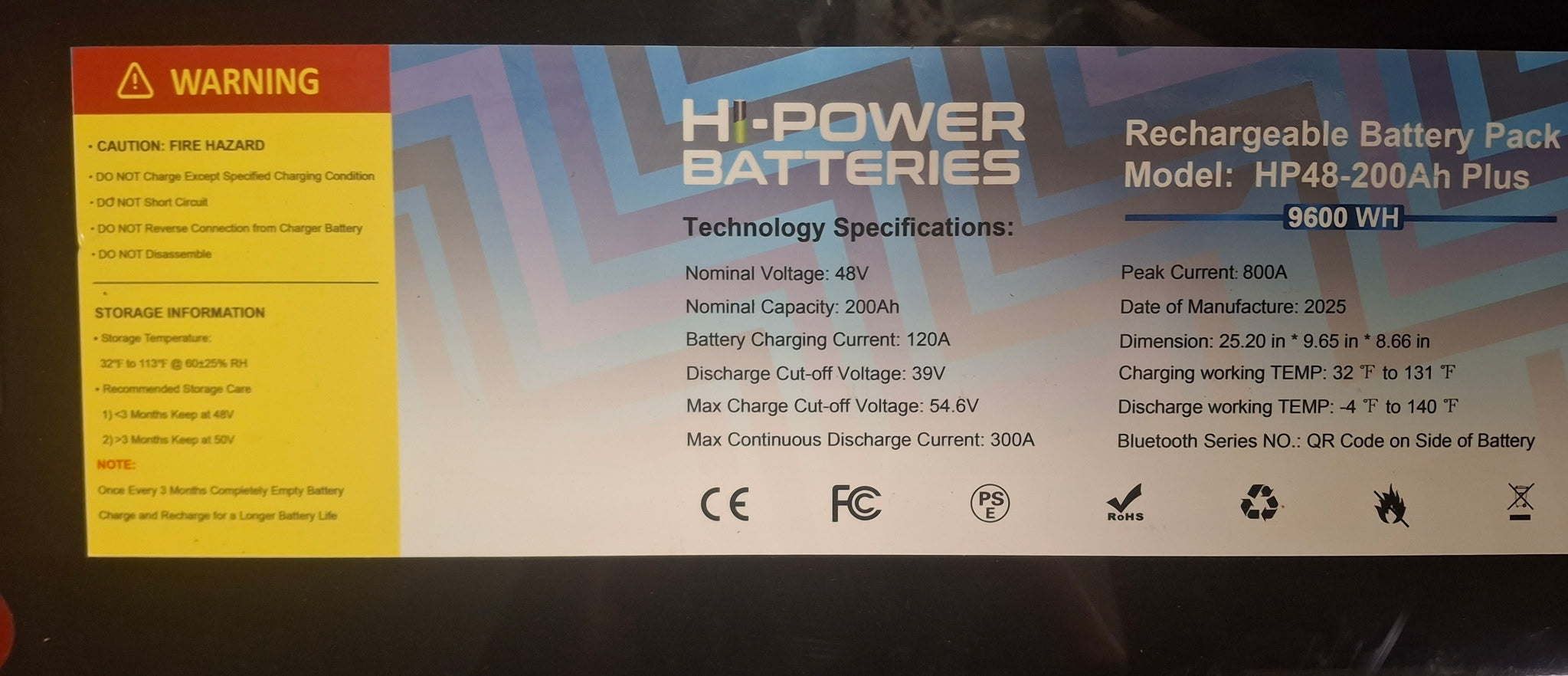48V 200Ah Lithium Battery with smart charger